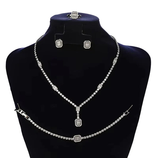 Jewelry Set HADIYANA Vintage Luxurious Women Cubic Zirconia Jewelry Sets Necklace Bracelet Earrings And Rings BN8985 Party Gifts