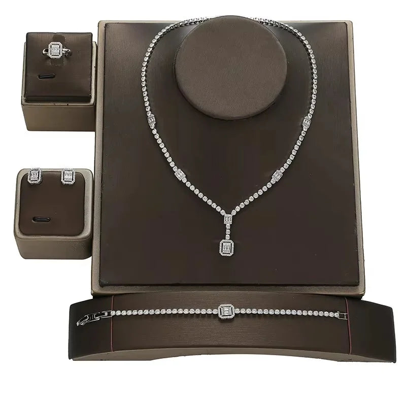 Jewelry Set HADIYANA Vintage Luxurious Women Cubic Zirconia Jewelry Sets Necklace Bracelet Earrings And Rings BN8985 Party Gifts