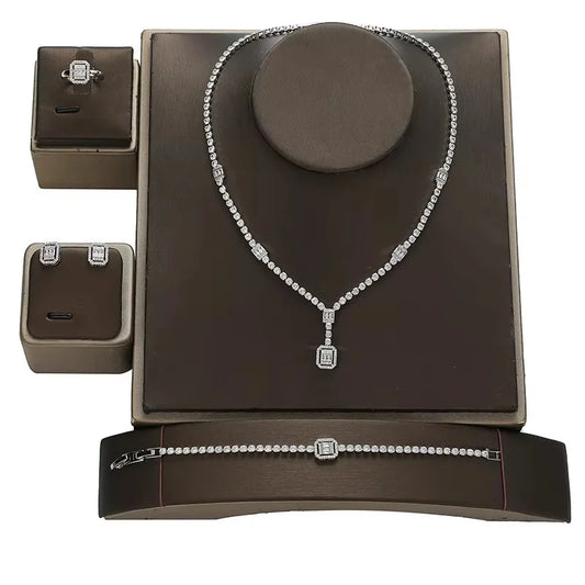 Jewelry Set HADIYANA Vintage Luxurious Women Cubic Zirconia Jewelry Sets Necklace Bracelet Earrings And Rings BN8985 Party Gifts