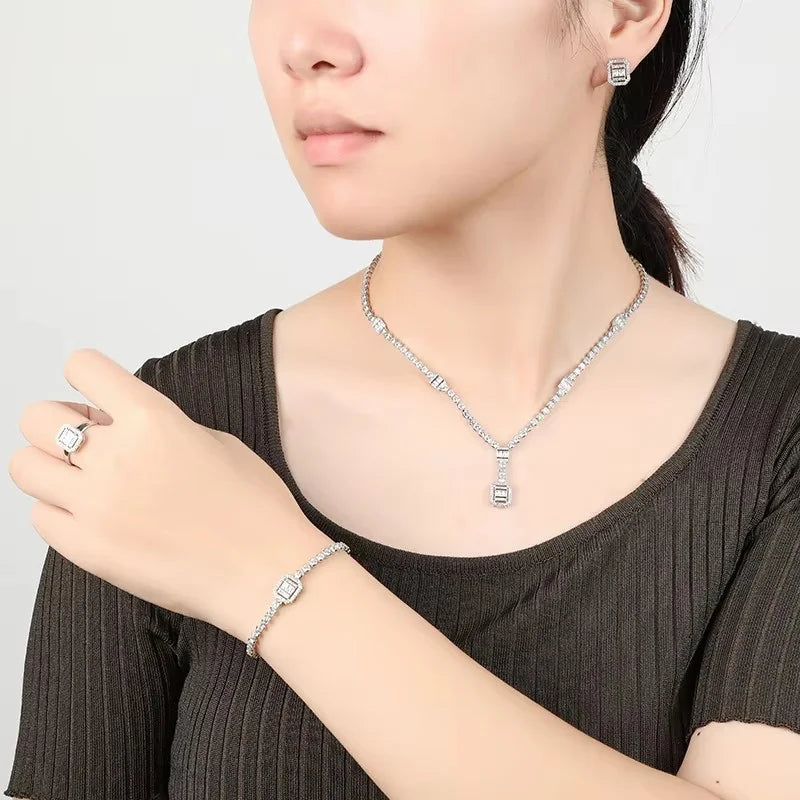 Jewelry Set HADIYANA Vintage Luxurious Women Cubic Zirconia Jewelry Sets Necklace Bracelet Earrings And Rings BN8985 Party Gifts