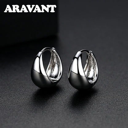 925 Silver 14mm 18K Gold Egg Hoop Earring For Women Fashion Jewelry