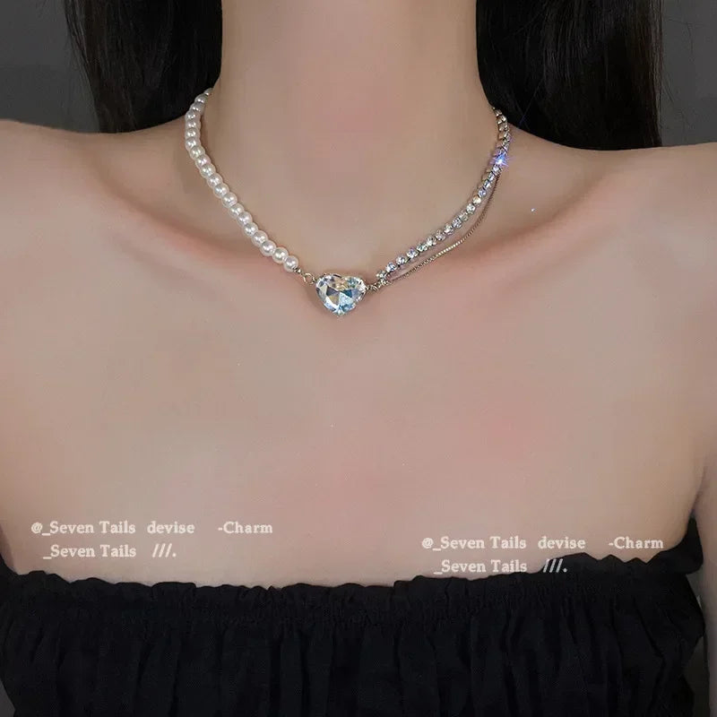 Europe and America Fashion Gold Color Stainless Steel Water Drop Tassel Pendant Necklace for Women Clavicle Chain Paty Jewelry