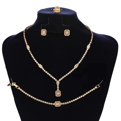Jewelry Set HADIYANA Vintage Luxurious Women Cubic Zirconia Jewelry Sets Necklace Bracelet Earrings And Rings BN8985 Party Gifts