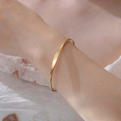 Lucktune Gold Color Plated Open Bangles Adjustable Stainless Steel Women's Hand Bracelets Fashion Minimalist Jewelry Party Gifts