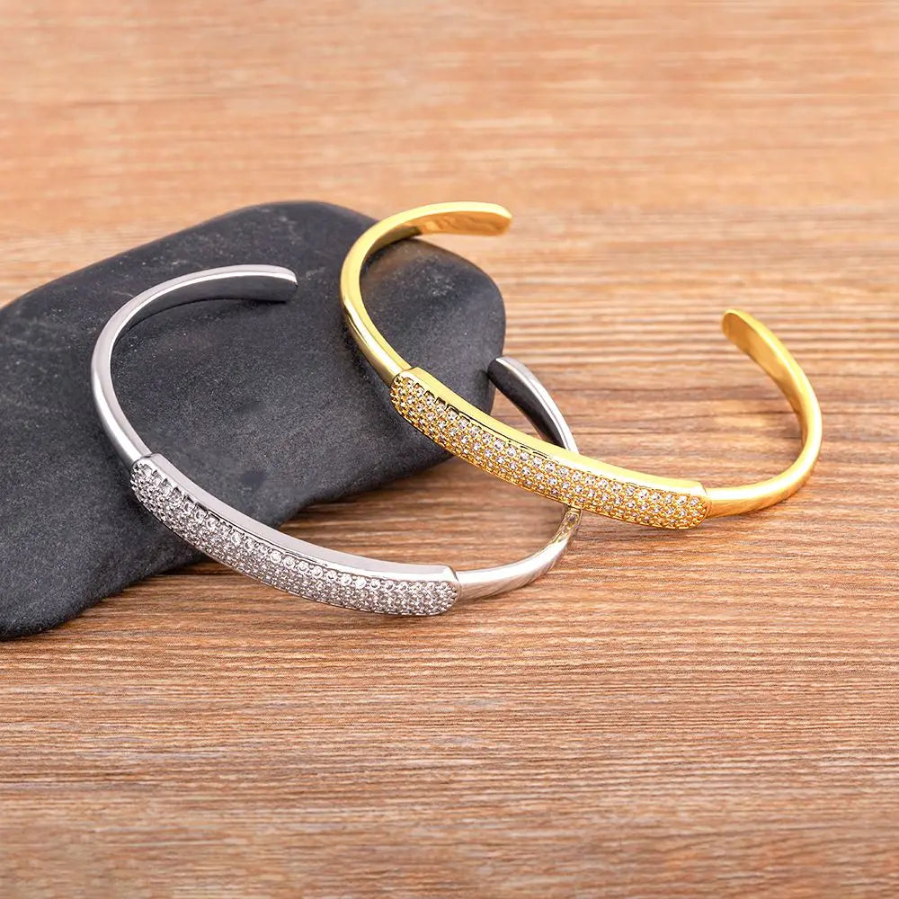 Nidin Light Luxury Women Men Party Birthday Opening Crystal Bracelet Cubic Zirconia Bangles Adjustable Jewelry Gifts Wholesale