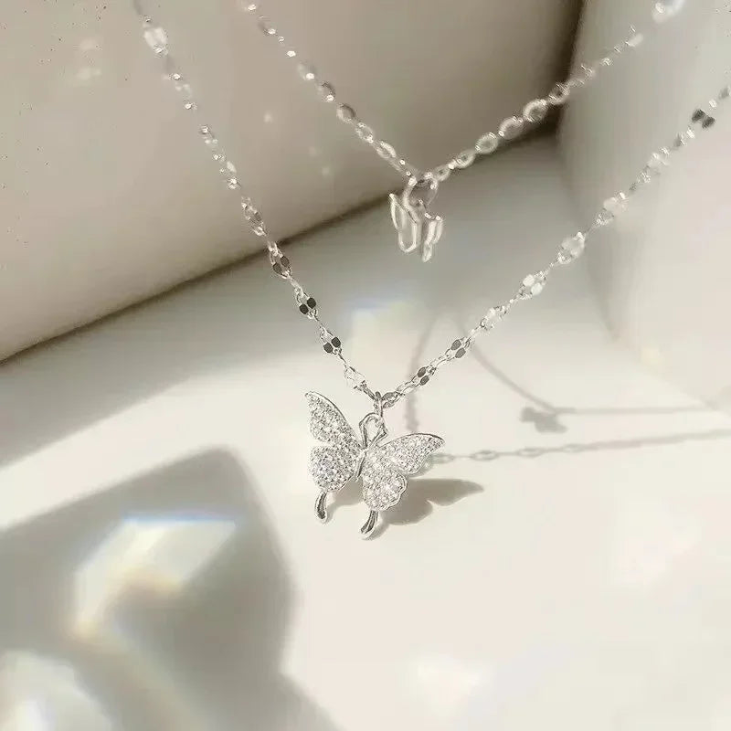 Europe and America Fashion Gold Color Stainless Steel Water Drop Tassel Pendant Necklace for Women Clavicle Chain Paty Jewelry