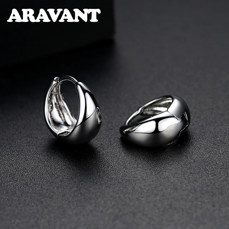 925 Silver 14mm 18K Gold Egg Hoop Earring For Women Fashion Jewelry