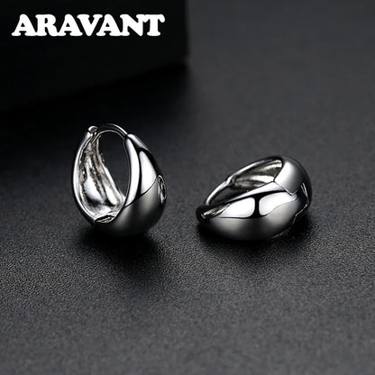 925 Silver 14mm 18K Gold Egg Hoop Earring For Women Fashion Jewelry