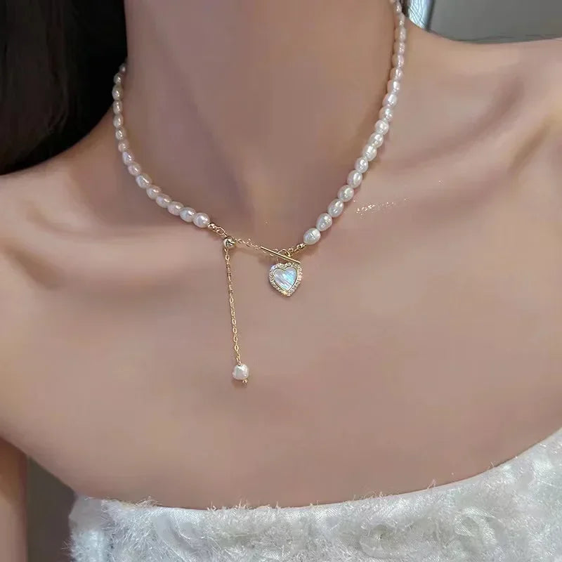 Europe and America Fashion Gold Color Stainless Steel Water Drop Tassel Pendant Necklace for Women Clavicle Chain Paty Jewelry