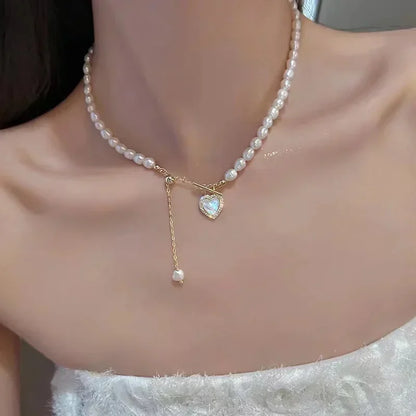 Europe and America Fashion Gold Color Stainless Steel Water Drop Tassel Pendant Necklace for Women Clavicle Chain Paty Jewelry