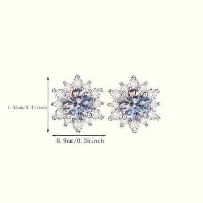 2Pcs Fashion Snowflake Zircon Earrings