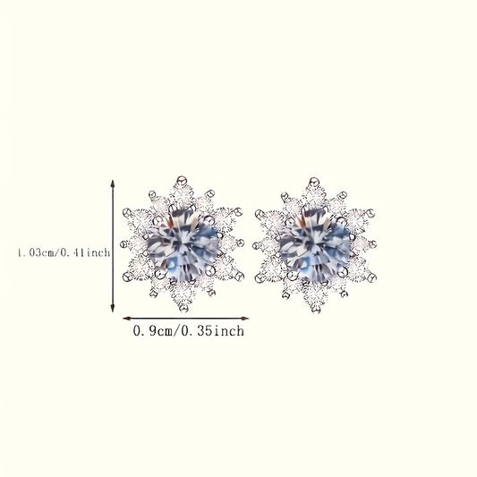 2Pcs Fashion Snowflake Zircon Earrings