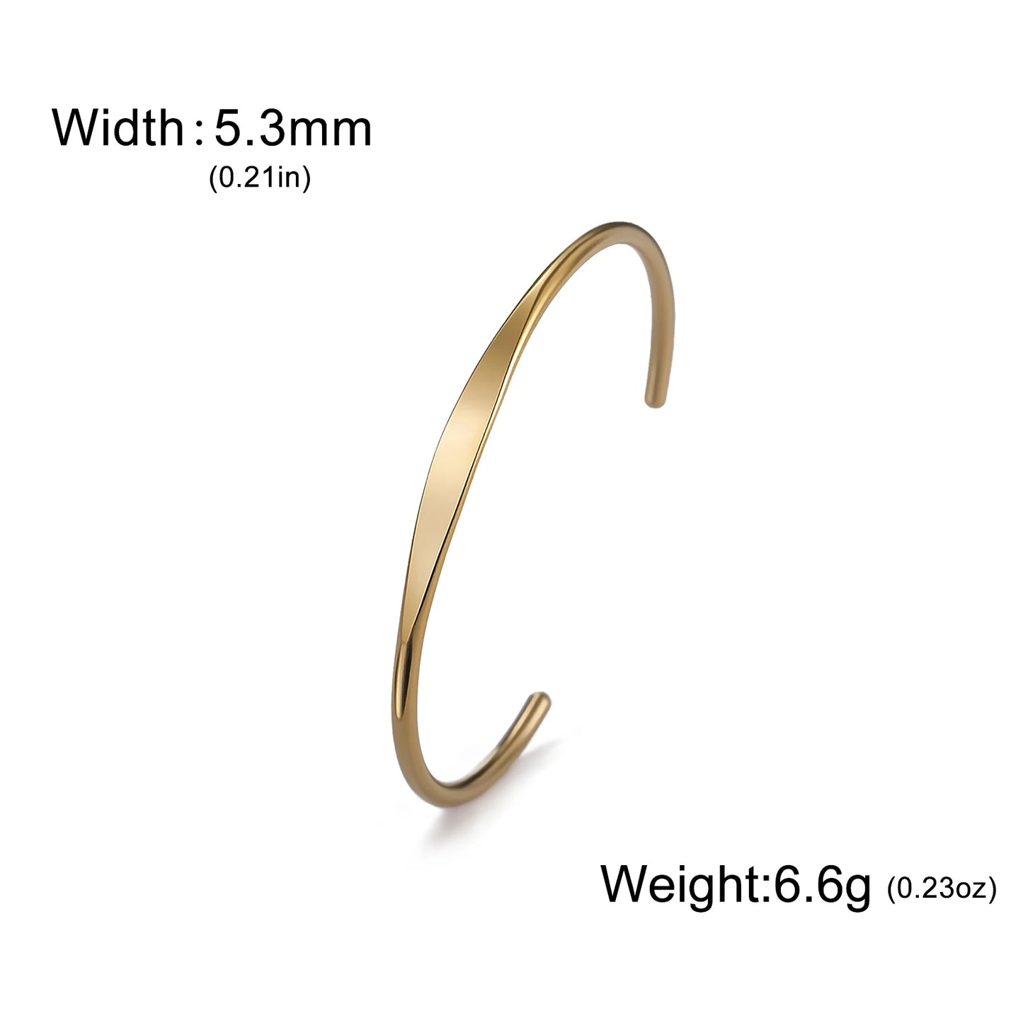 Lucktune Gold Color Plated Open Bangles Adjustable Stainless Steel Women's Hand Bracelets Fashion Minimalist Jewelry Party Gifts